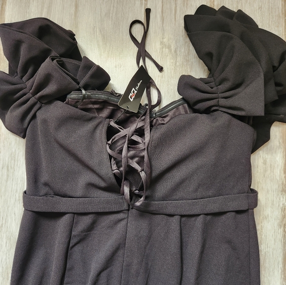 NWT QQ Fashion Black Off-Shoulder Mermaid Gown, Lace-Up Back, Plus Size 1XL - Picture 14 of 14
